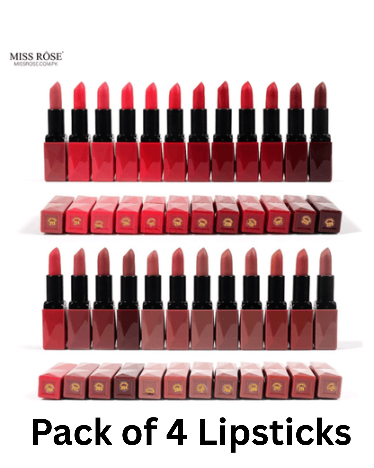 Miss Rose Creamy Matte Lipstick Bundle - Pack of 4