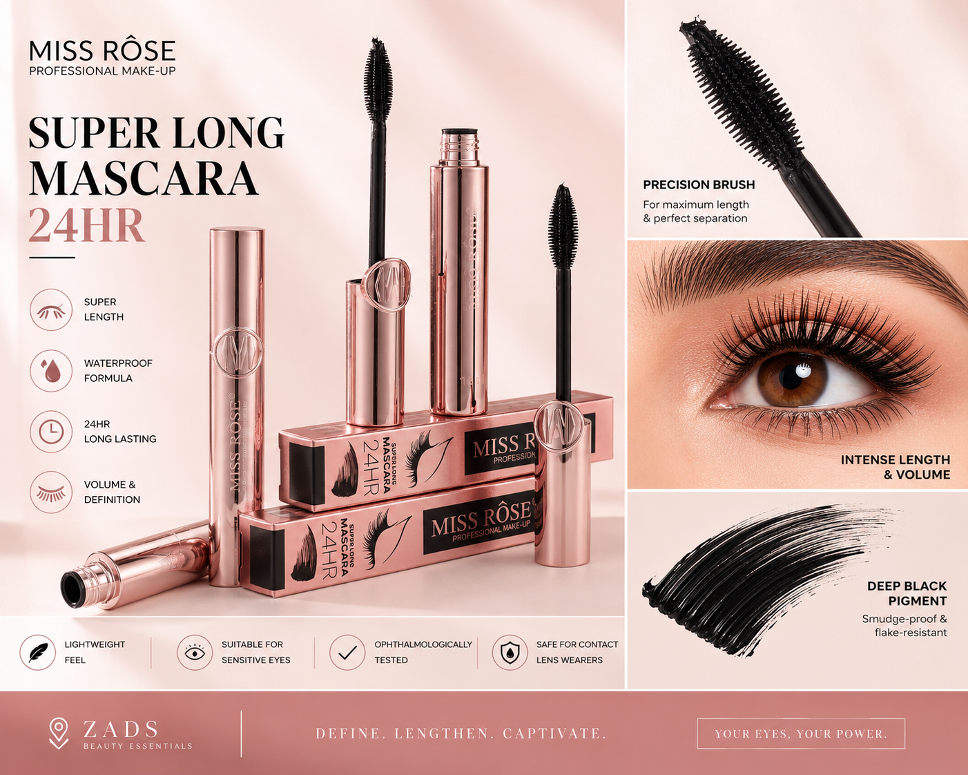 Miss Rose Super Long 24H Mascara