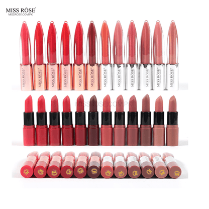 Miss Rose Dual Ended 2-in-1 Matte Lipstick and Lip Gloss (Set of 4)