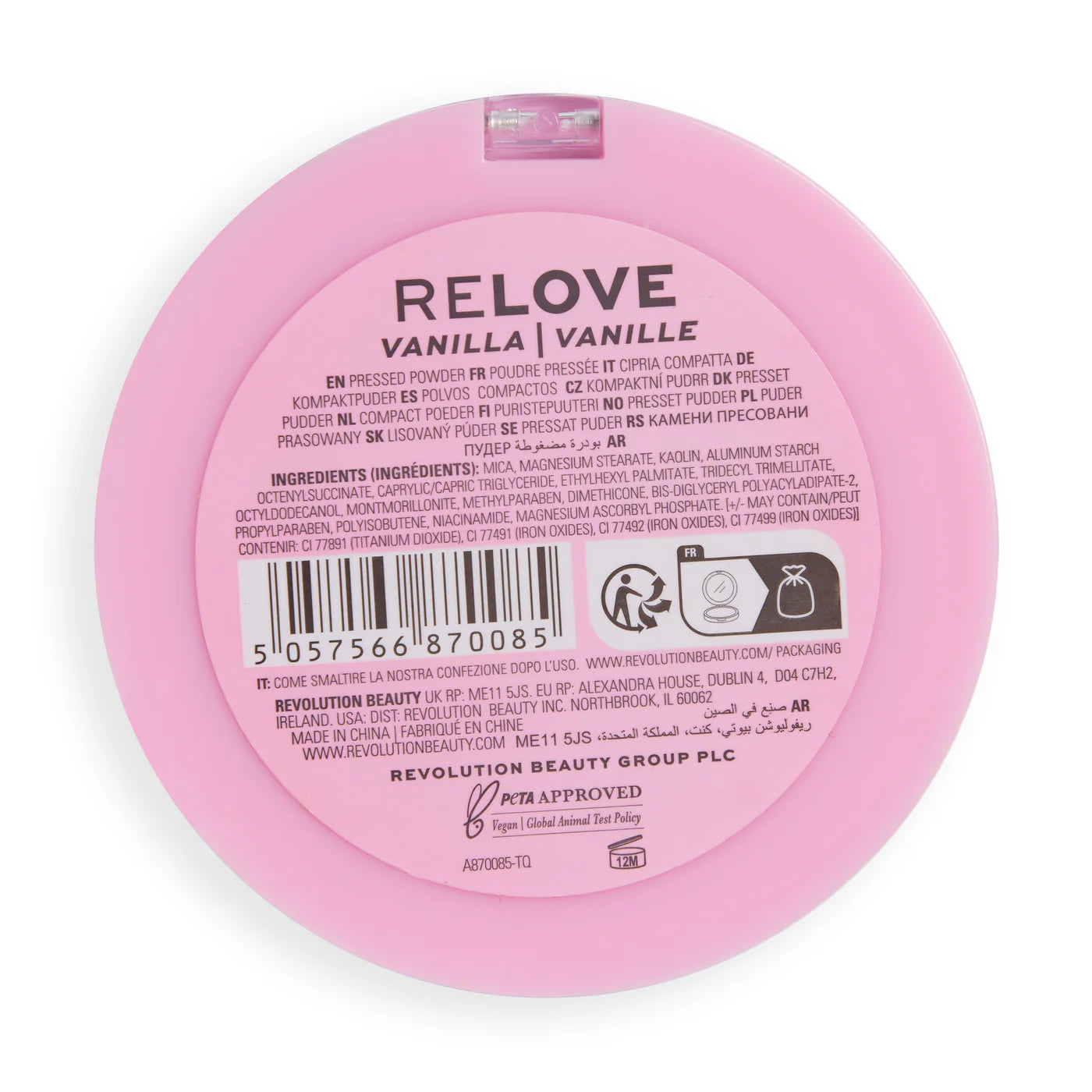 Relove By Revolution Super Matte Pressed Powder Vanilla